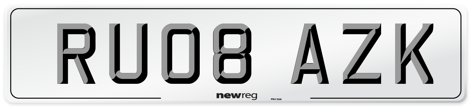 RU08 AZK Number Plate from New Reg